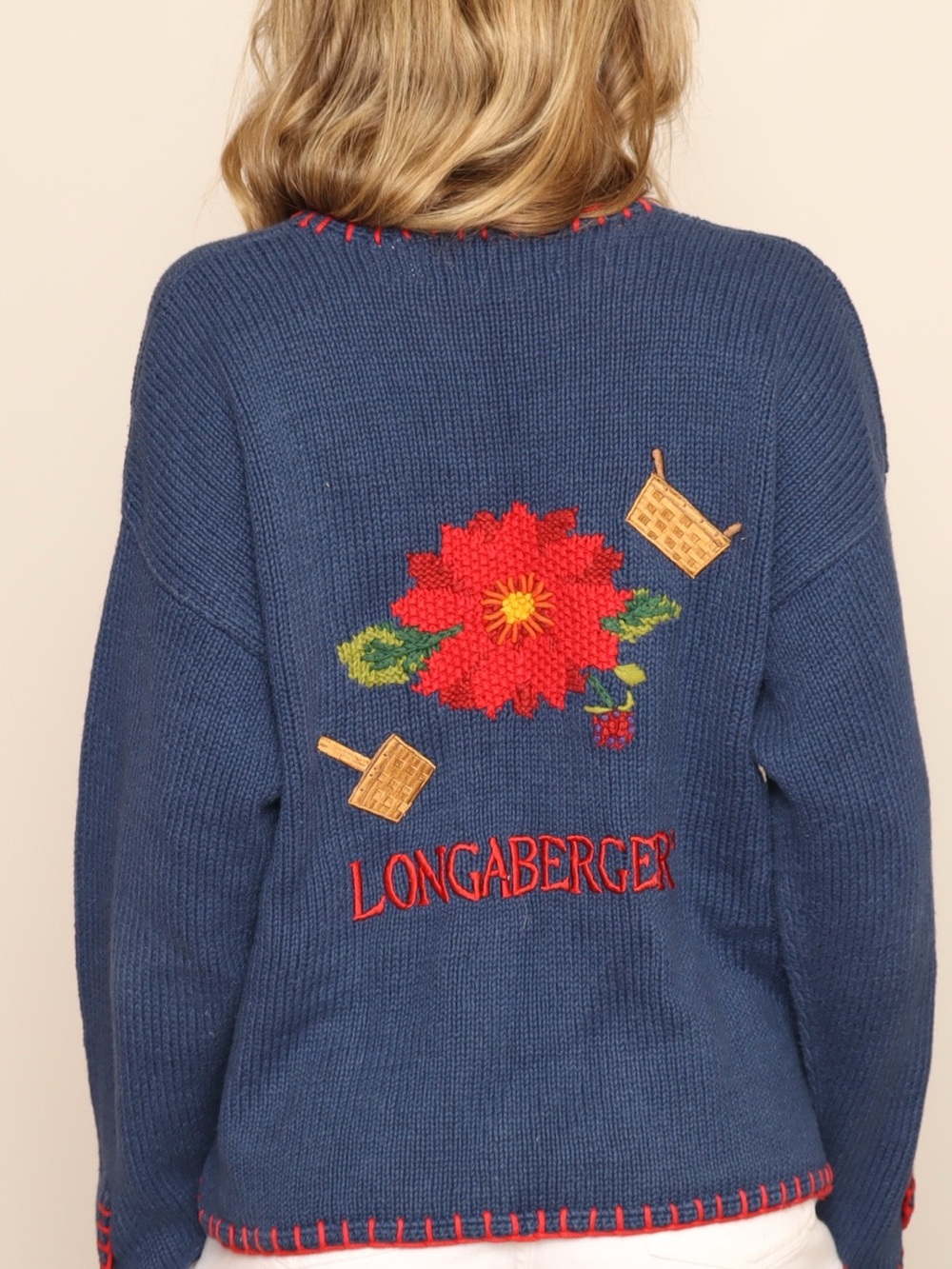 RARE Vintage EUC Heirloom Longaberger Basket Knit Sweater - Picture 2 of 5